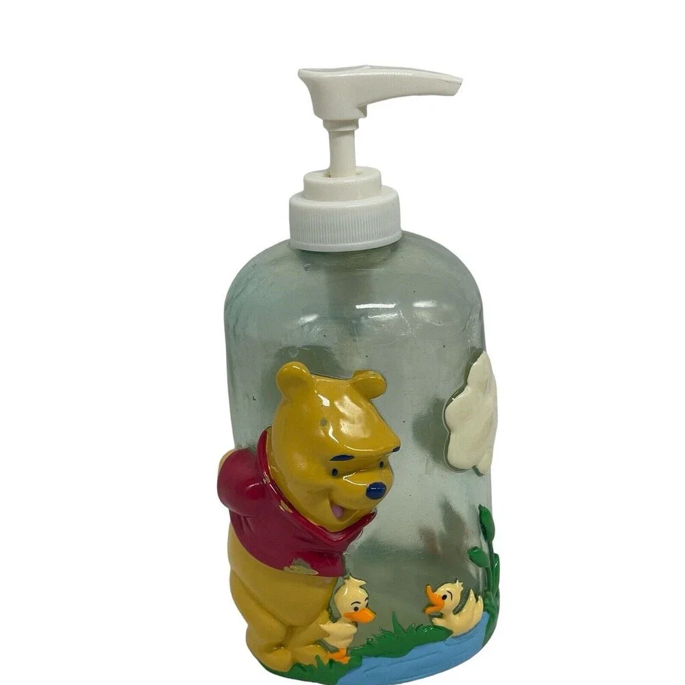 Vintage Winnie the Pooh Sunshine  Soap / Lotion  Dispenser 8” Glass RARE